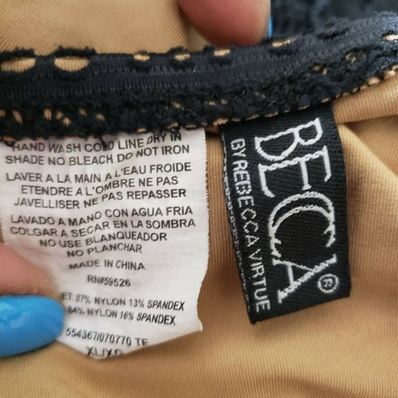 Becca Womens Black Crochet Sheer Halter Tankini Tw - Picture 3 of 8